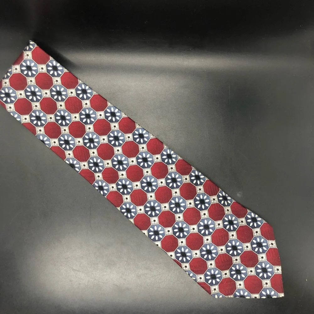 Vintage Pierre Cardin red gray geometric neck tie